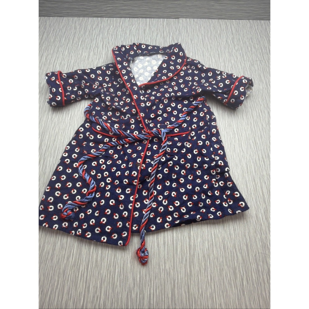American Girl Molly McIntire Robe Retired Pajamas Sleepwear 18" Doll Navy Red